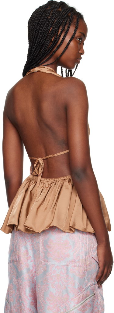 Потник Dries Van Noten Dries Van Noten Halterneck Satin Top Кафяво | 251-010741-1427, 2