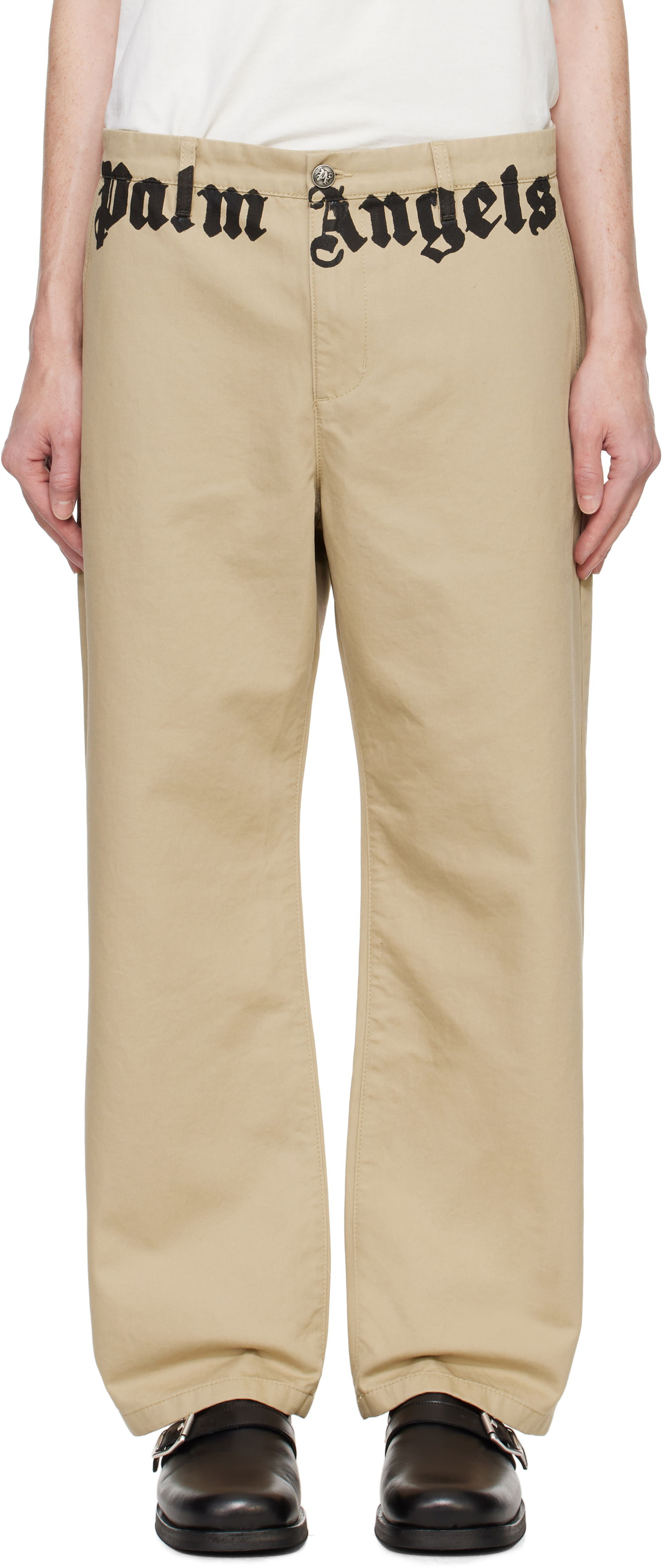 Панталони Palm Angels Classic Logo Chino Trousers Бежово | PMCG005F24FAB0016203, 0