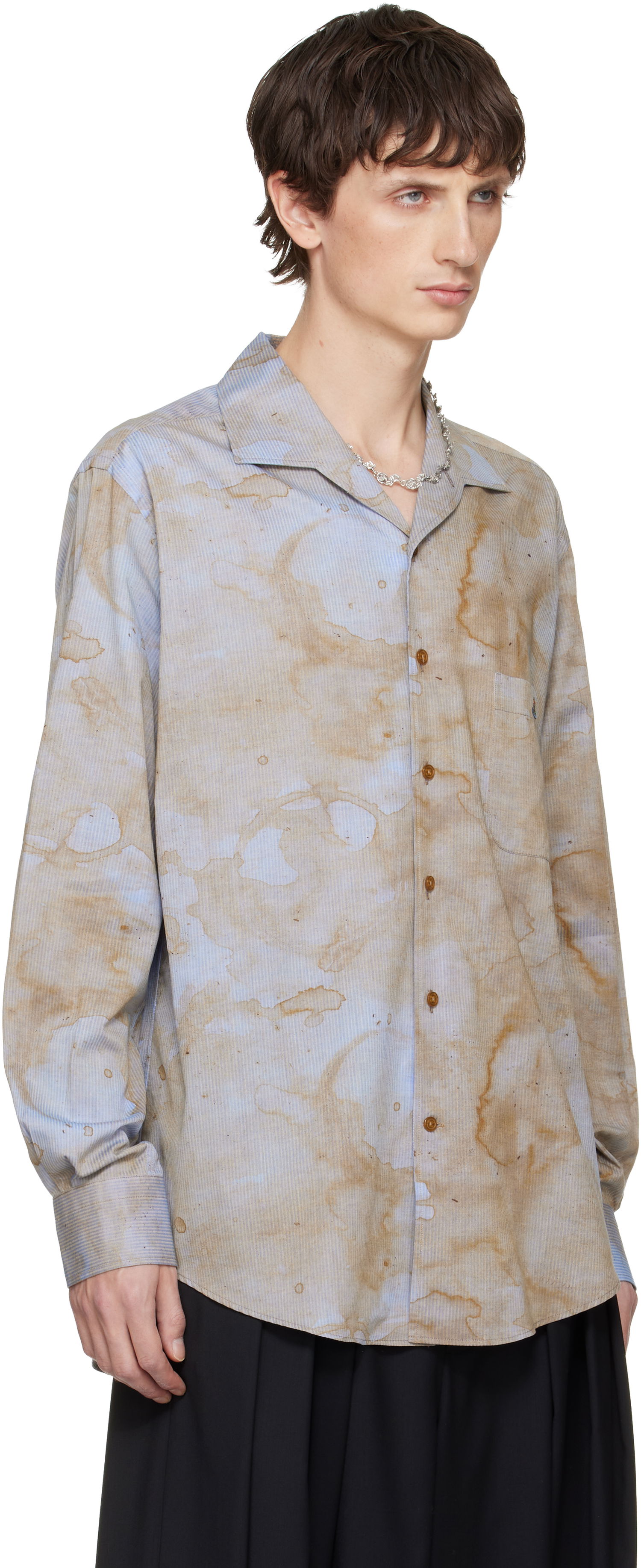 Риза Vivienne Westwood Vivienne Westwood Long Sleeve Camp Collar PJ Shirt with Stain Print Многоцветен | 35010023-LI002V-, 1