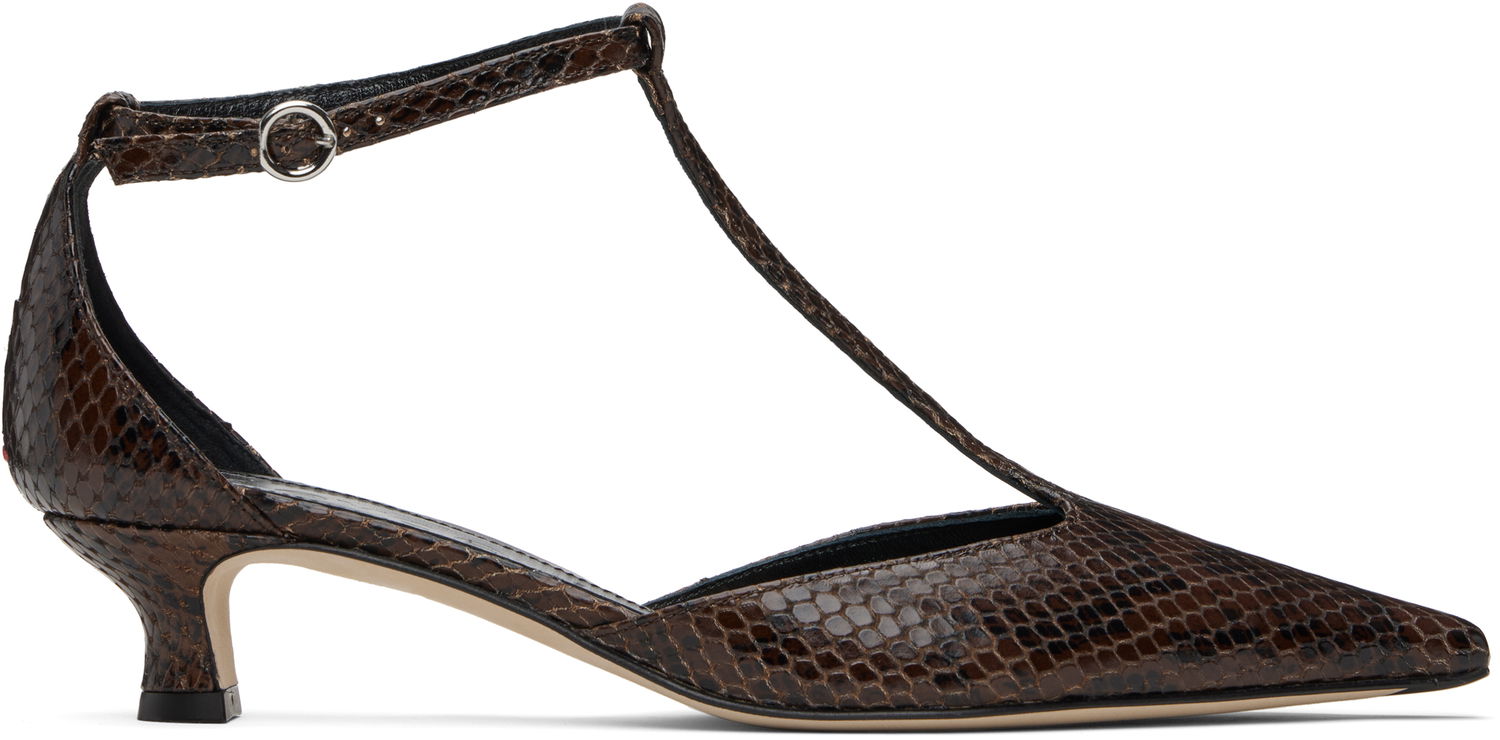 Грижа за обувките Aeyde Aeyde Liz T-Bar Kitten Heels Кафяво | A11-PU0596006003-225, 0