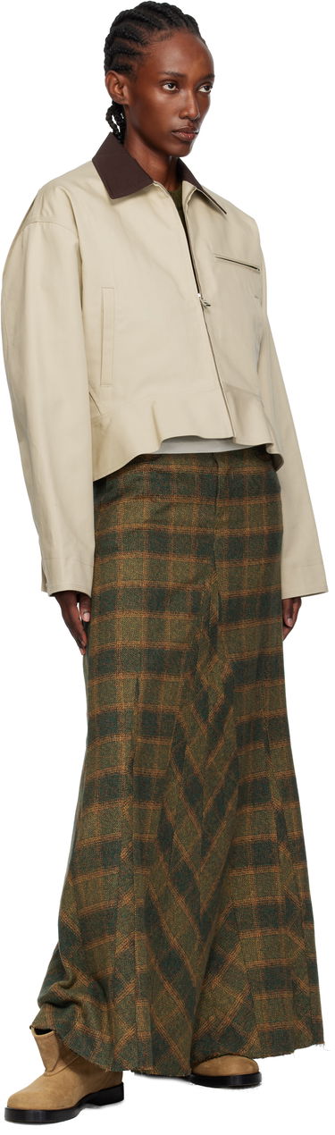 Яке JW Anderson JW Anderson Cropped Contrast Collar Curved Hem Workwear Jacket Бежово | JK0399-PG1802, 3