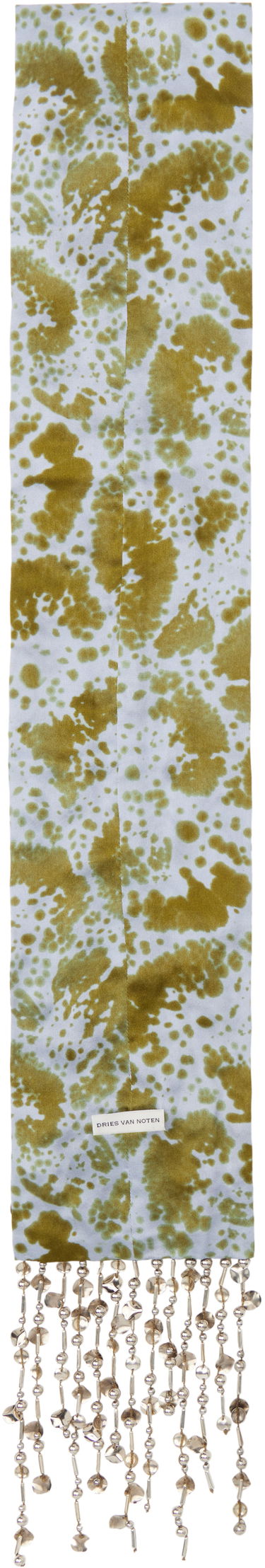 Шал Dries Van Noten Dries Van Noten Embroidered Silk Scarf with Beaded Fringe Синьо | 251-011302-1163, 1