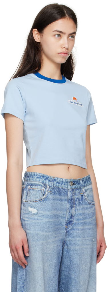 Съкратен топ Casablanca Casablanca Montage Cropped T-Shirt Синьо | WPF25-JTS-009-02, 1