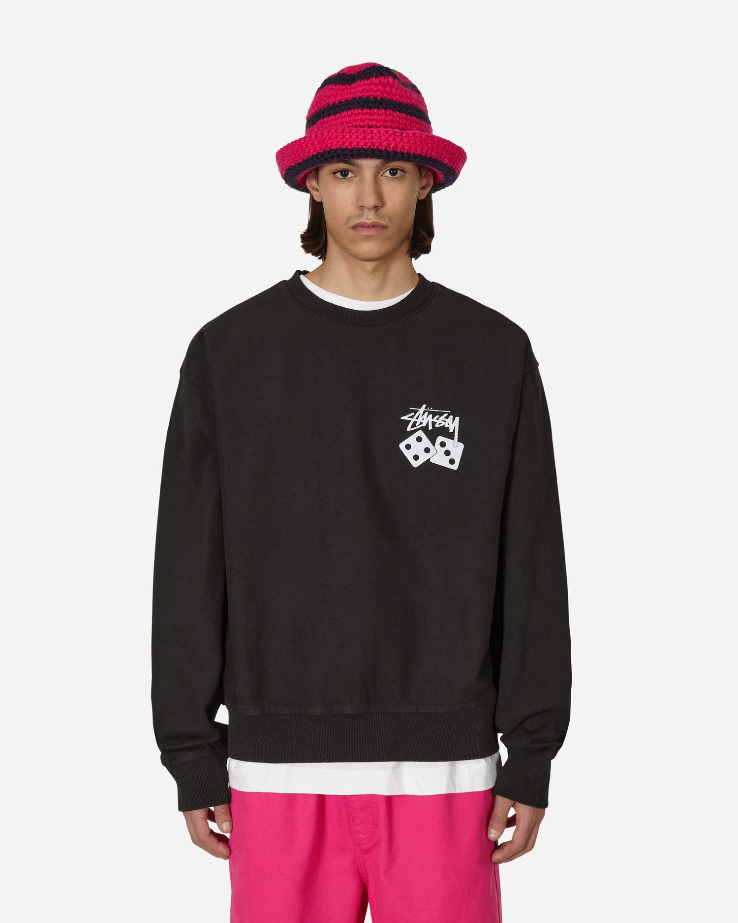 Суитчър Stüssy Dice Pigment Dyed Crewneck Sweatshirt Черно | 1914883 BLAC, 0