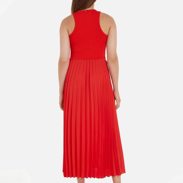 Pleated Jersey Midi Dress