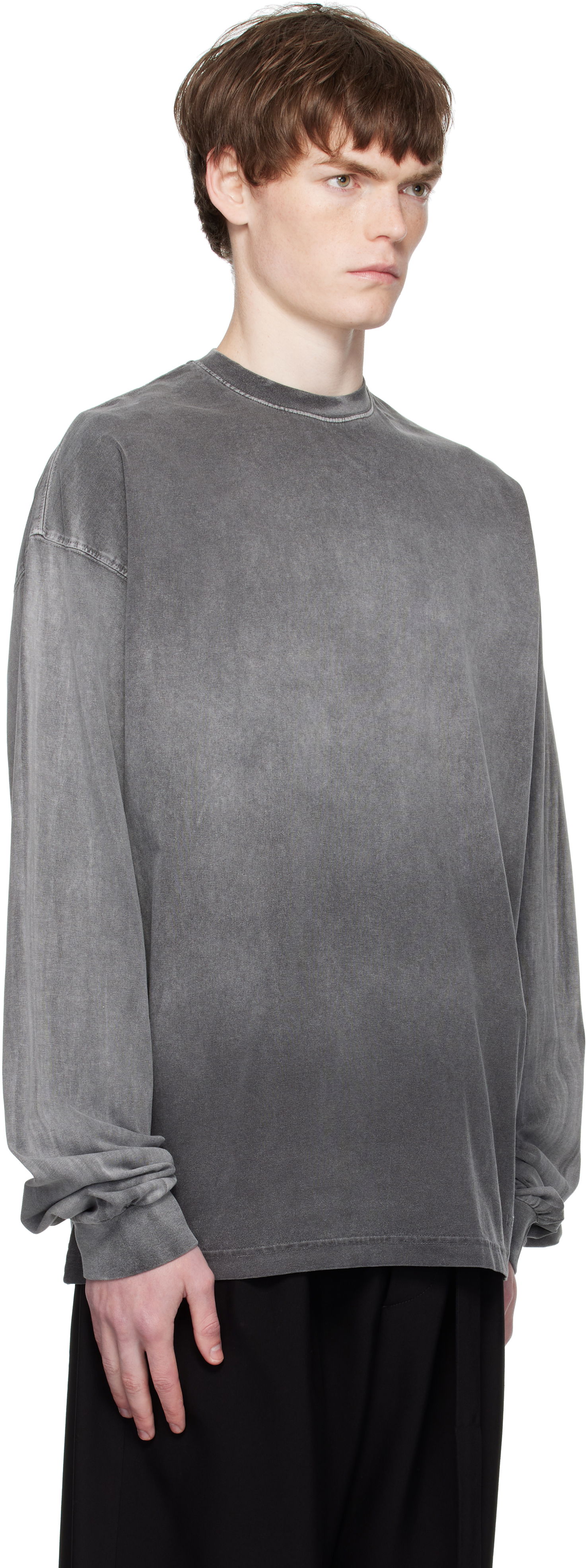 Тениска We11done We11done Gradient Dye Long Sleeve T-Shirt Сиво | WD-TT2-25-729-M-BK, 1