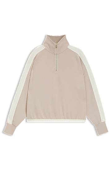 Zip-neck sweatshirt with contrast details