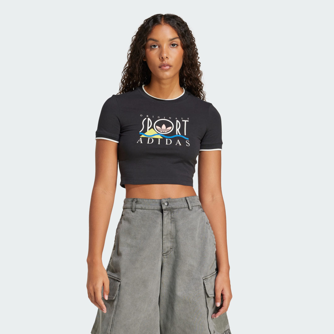 Съкратен топ adidas Performance Sport Graphic Cropped T-Shirt Черно | JD1813, 0