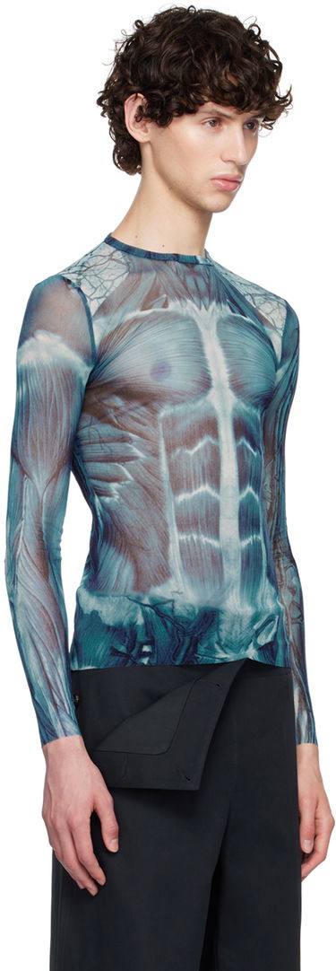 боди Jean Paul Gaultier Jean Paul Gaultier 'The Écorché' Long Sleeve T-Shirt Синьо | 24/30-F-TO210-T554-505601, 3