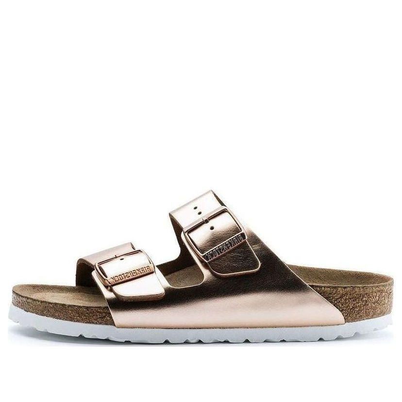 Кецове и обувки Birkenstock Birkenstock Arizona Narrow Fit Soft Footbed Leather Sandals Металик | 0952093