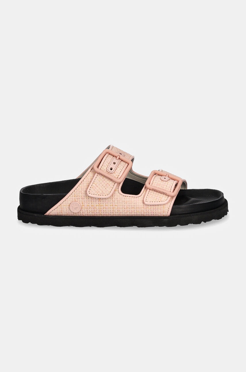 Кецове и обувки Birkenstock Birkenstock 1774 Arizona Raffia Luxe Slides Розово | 1028845., 1