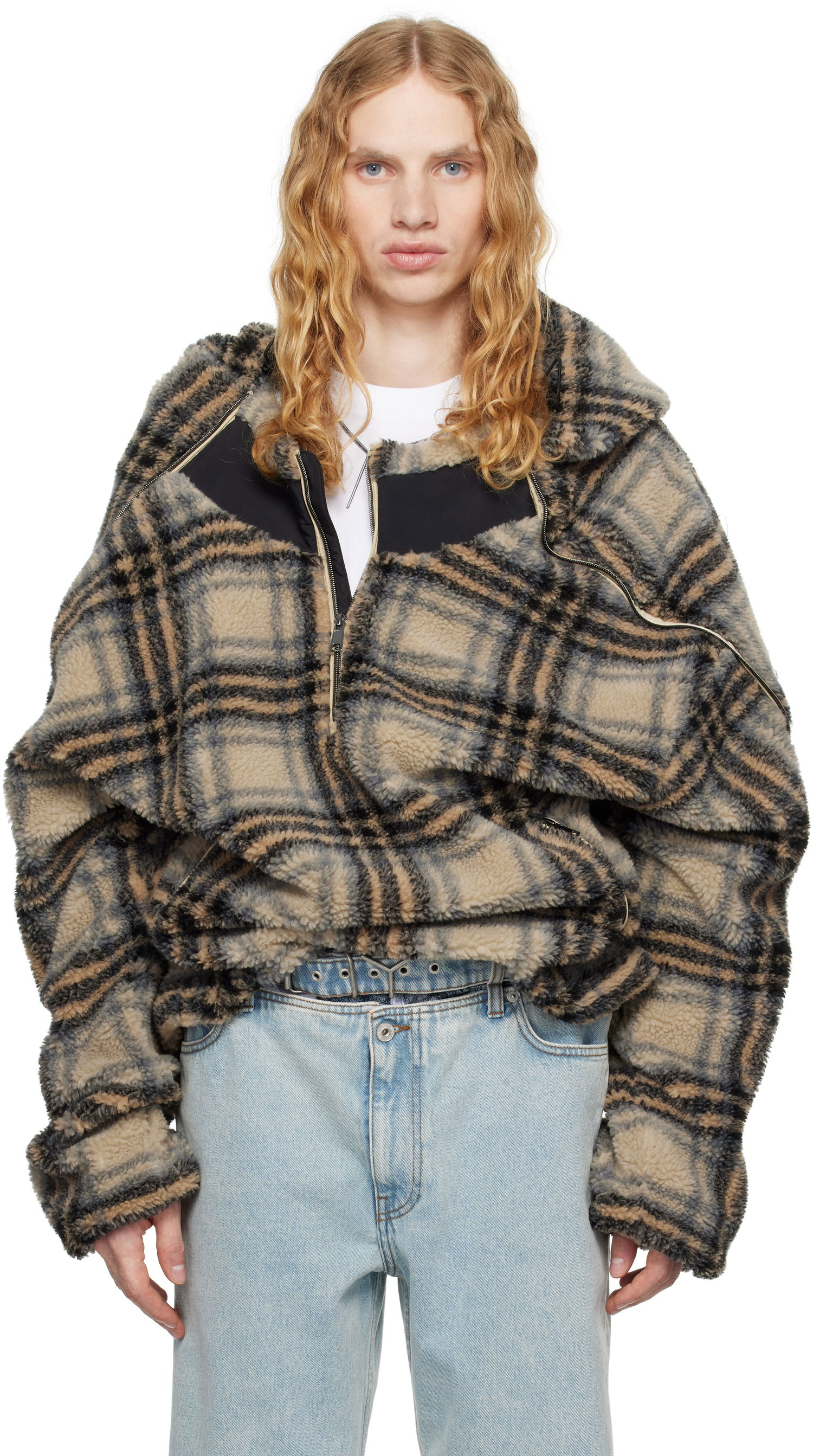 Суитчър Y/PROJECT Insert Hood Fleece Hoodie Бежово | 209JA003, 0