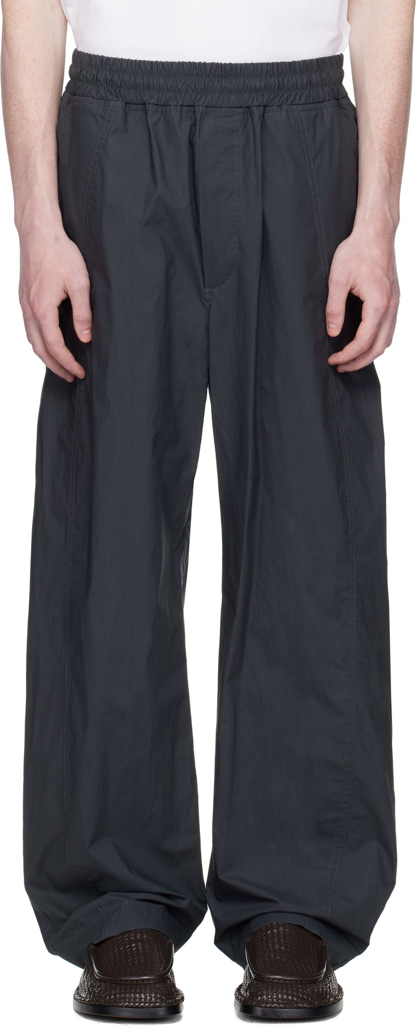 Панталони Bottega Veneta Bottega Veneta Resinated Cotton Trousers Сиво | 826832V5D201592