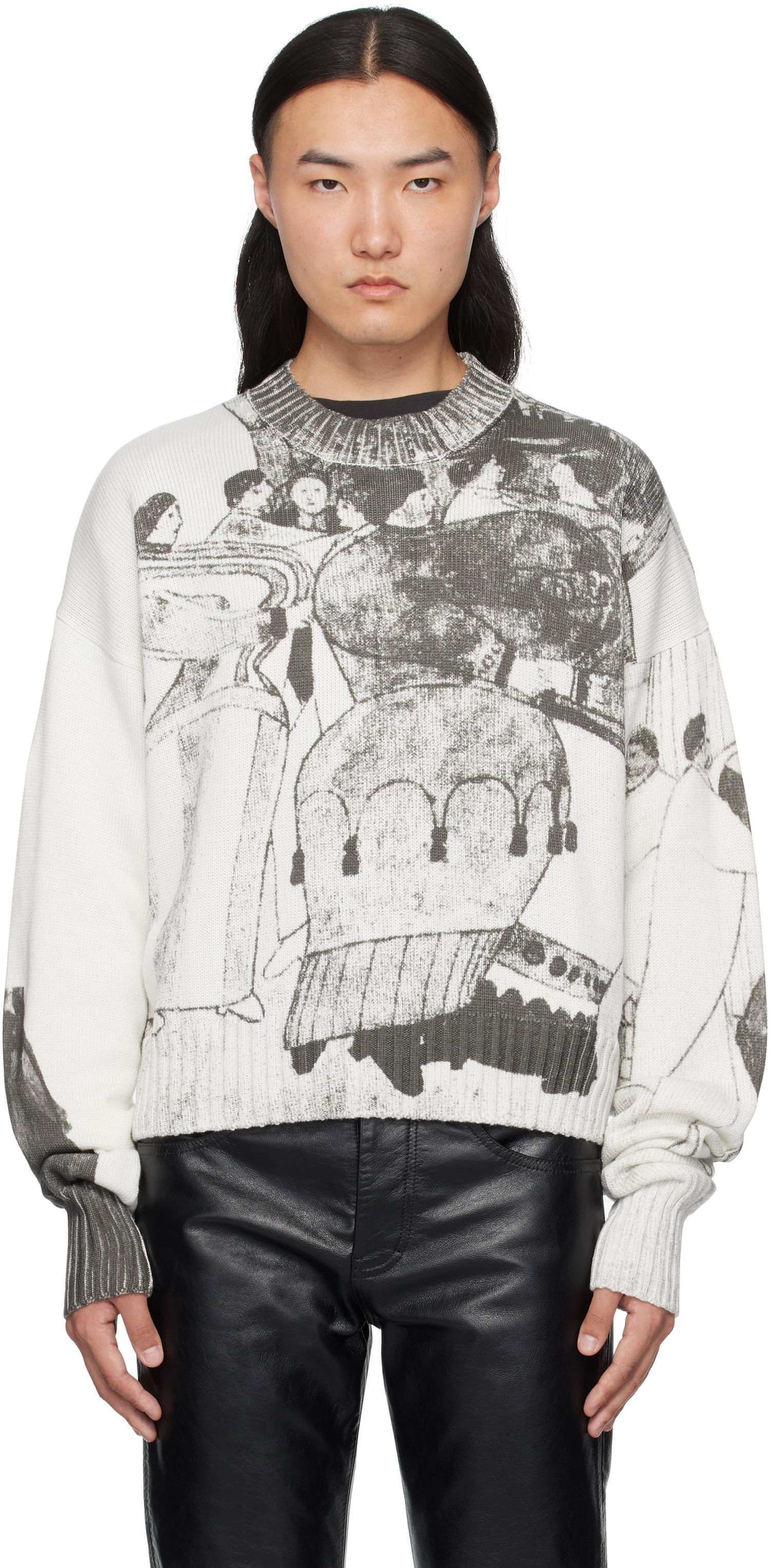 Пуловер Enfants Riches Déprimés Enfants Riches Déprimés 'The Ballroom Dance' Graphic Print Sweater Бяло | 080-242, 0
