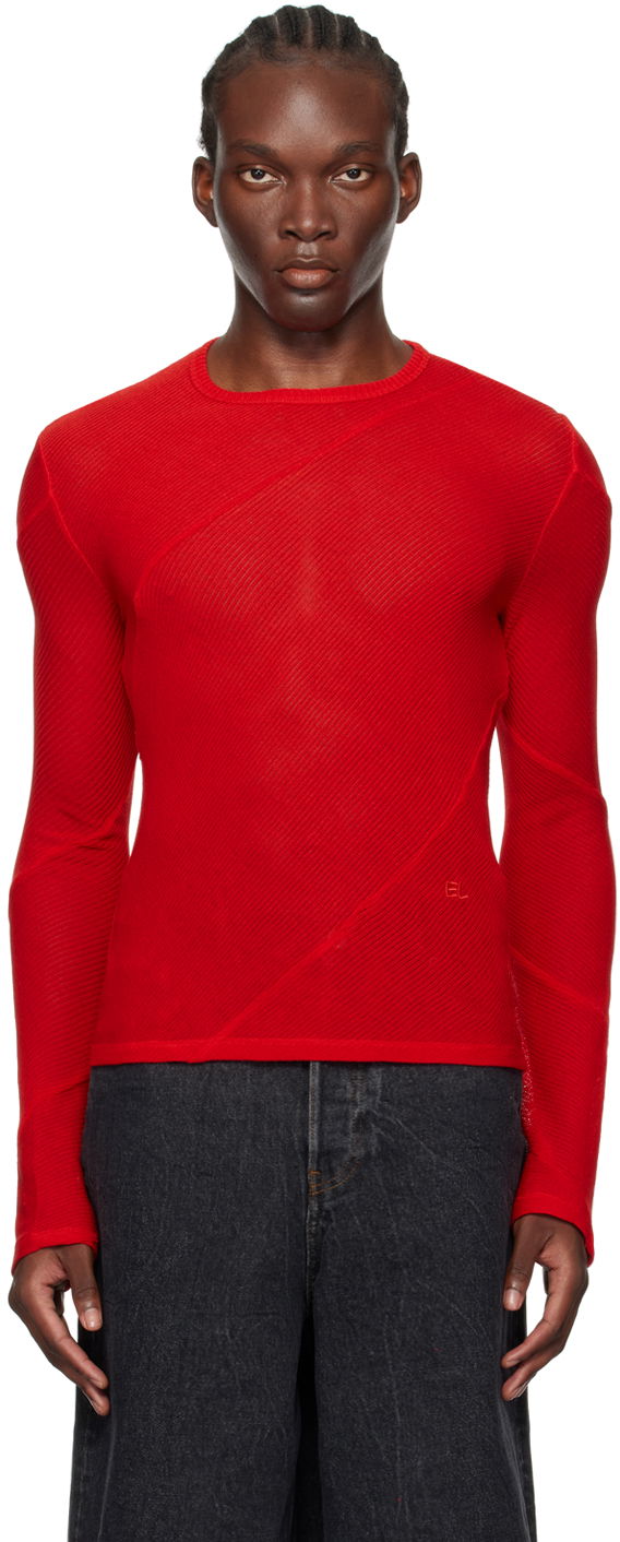 Тениска Eckhaus Latta Red Spiral Long Sleeve T-Shirt Червено | 1107-EL-PF24-R RED