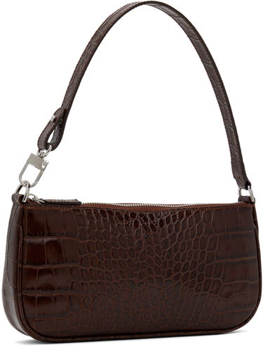 Чанта през рамо BY FAR Crocodile Embossed Leather Shoulder Bag Кафяво | 18FWRCLSNEDMED, 1