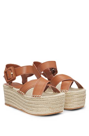 Аксесоари BOSS Platform Espadrille Sandals Кафяво | 50542356
