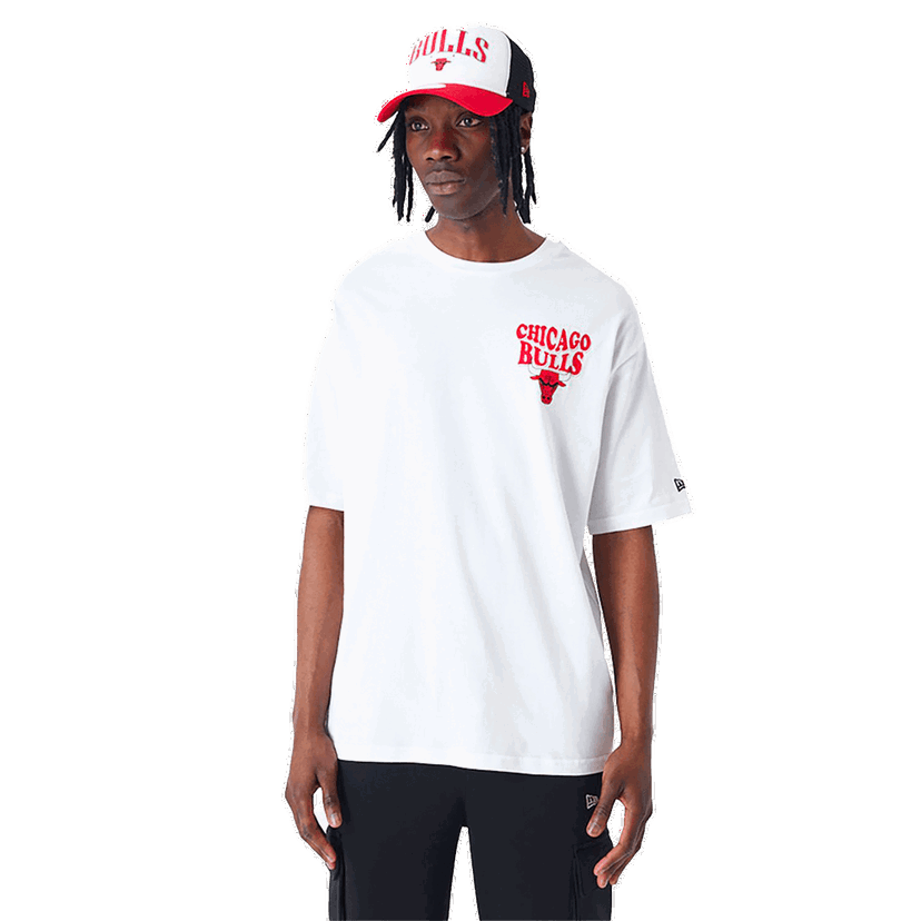 Тениска New Era Chicago Bulls NBA Script OS Tee Бяло | 60435518