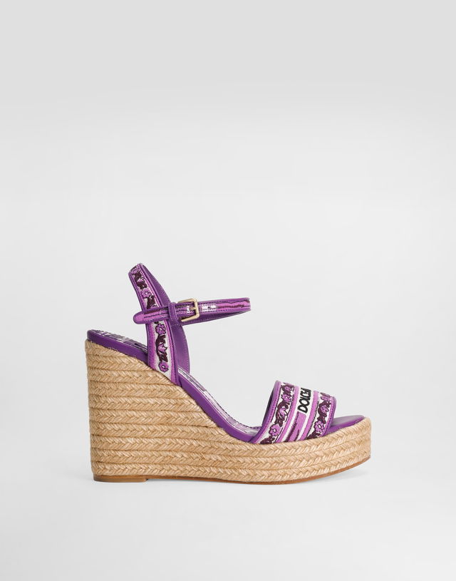 Dolce & Gabbana Majolica Embroidery Wedge Sandals