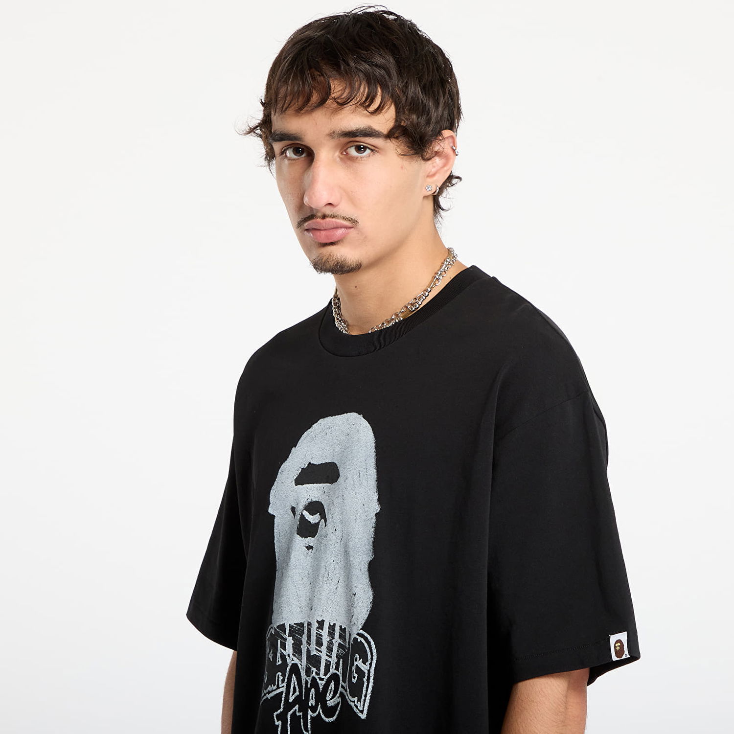 Тениска BAPE Hand Drawn Ape Head Relaxed Fit T-Shirt Черно | 001TEL801333MBLK, 1