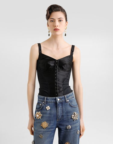Сутиен Dolce & Gabbana Dolce & Gabbana Elastic Satin Bustier Top Черно | F7525TGDCMXN0000, 1