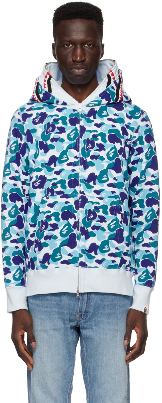 Суитчър BAPE ABC Camo Double Shark Hoodie Синьо | 001ZPJ801008M, 0