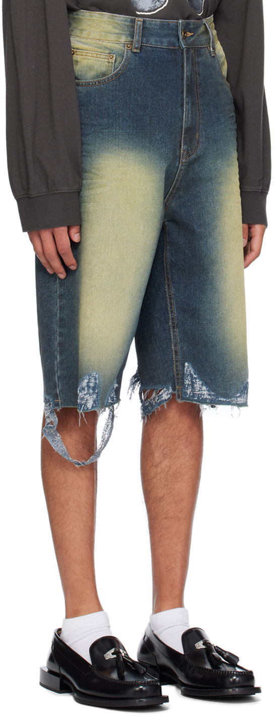 Дънки We11done Washed Denim Raw Edge Shorts Синьо | WD-DP2-24-315-M-BL, 1