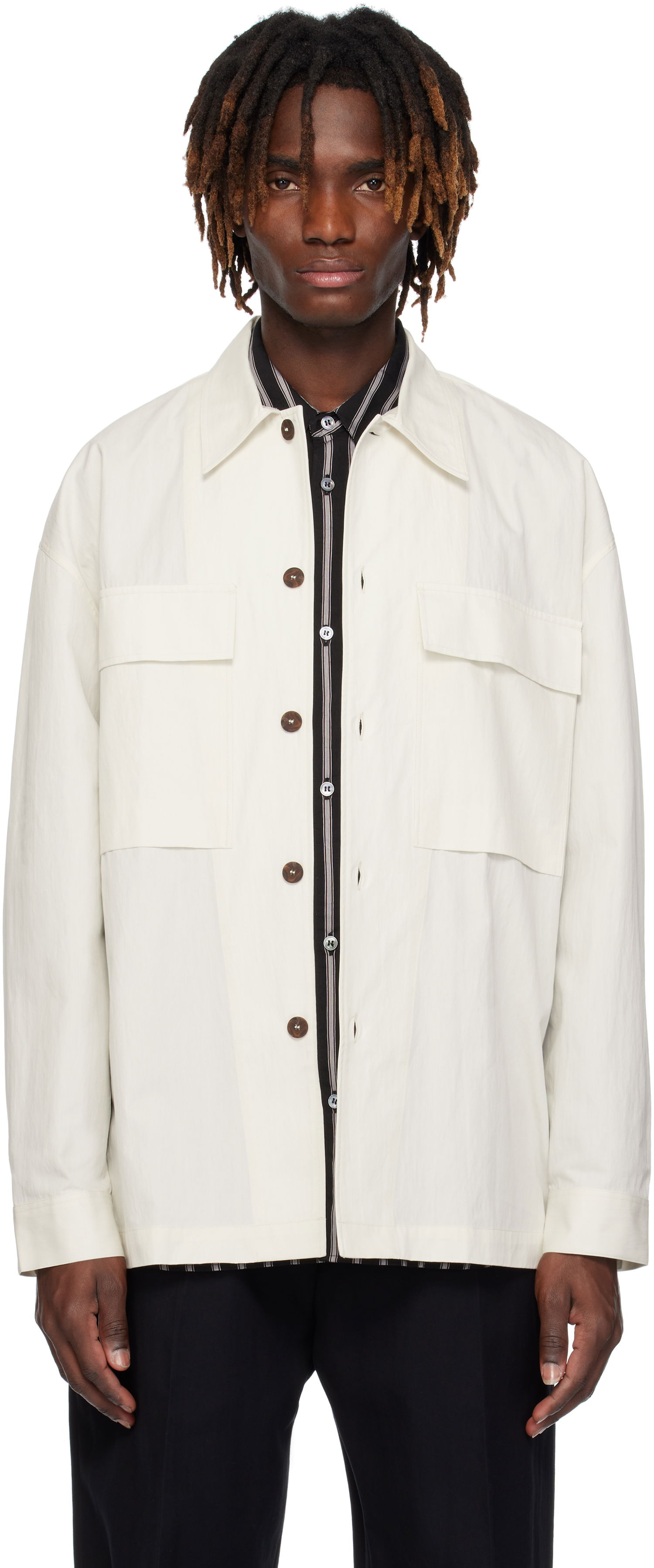 Риза Studio Nicholson Studio Nicholson Landi Overshirt Бяло | LANDI SNM - 1280, 0