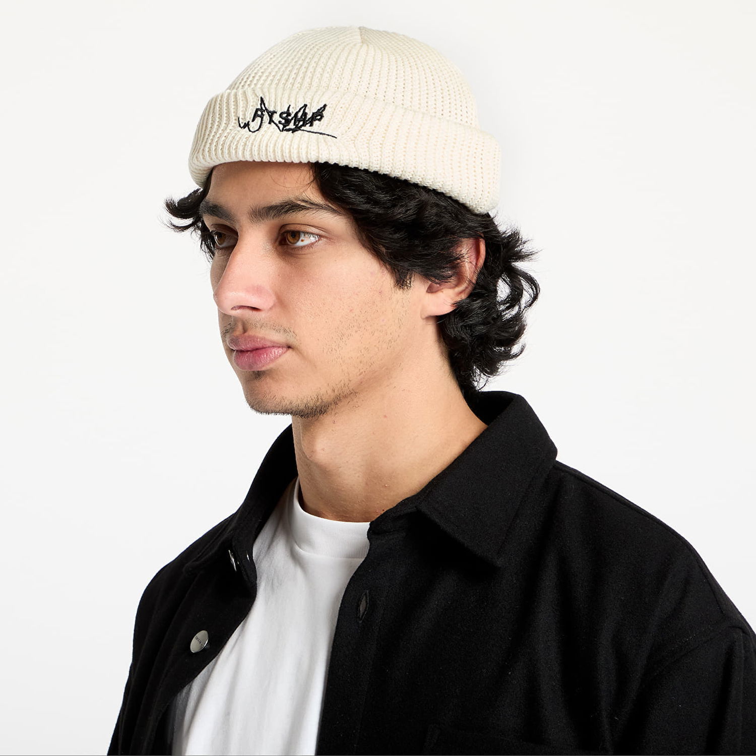 Шапка Footshop Stone Knit Beanie with Embroidered Logo Бяло | FTSHP_460, 0