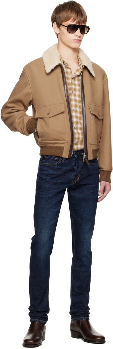Яке бомбър Tom Ford TOM FORD Double Splittable Shearling Collar Bomber Jacket Кафяво | OBH002-FMW058, 3