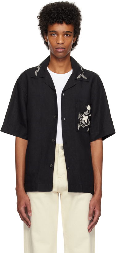 Риза Róhe Hand Embroidered Short Sleeve Shirt Черно | 314-19-084, 0
