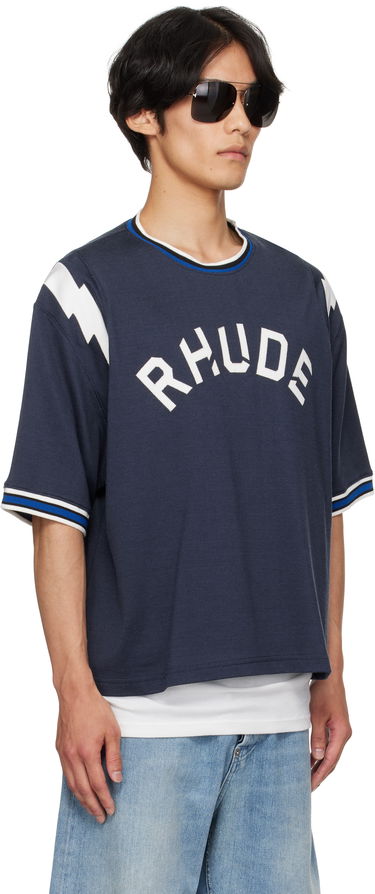Тениска Rhude Rhude Logo Lightning Ringer T-Shirt Тъмно синьо | RHPF25TT01729, 1