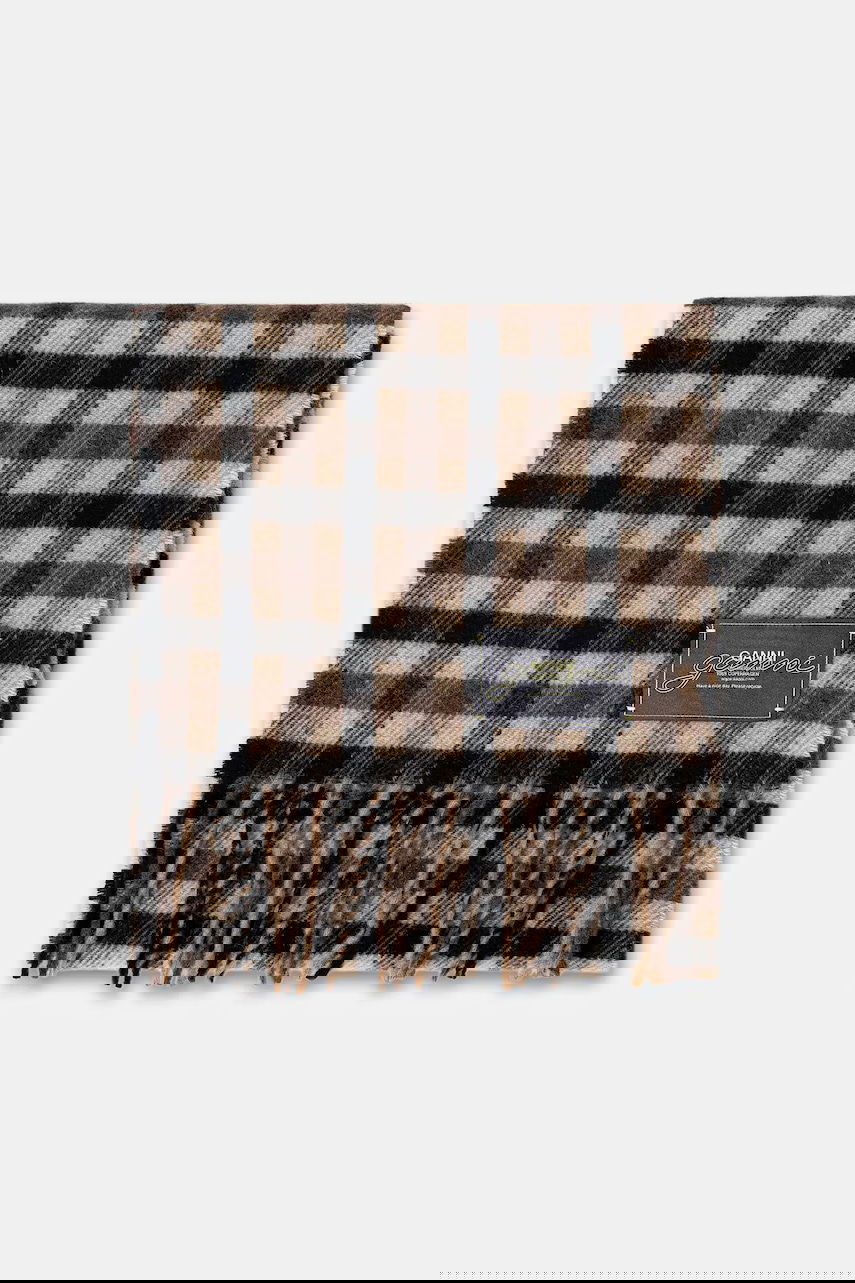 Шал GANNI Graphic Wool Checked Scarf Многоцветен | A6668, 1