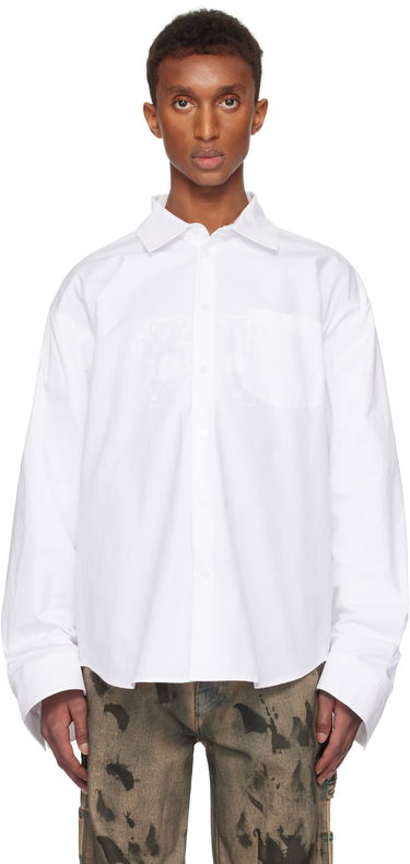 Риза We11done We11done Twisted Sleeve Button-Up Shirt Бяло | WD-SH3-24-110-U-WH, 0