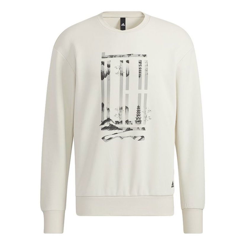 Суитчър adidas Originals Round Neck Pullover with Graphic Print Бяло | H39300
