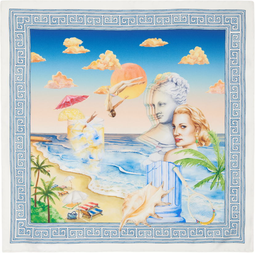 Шал Casablanca Small Silk Scarf with Resort Print Многоцветен | APS25-ACC-052-04