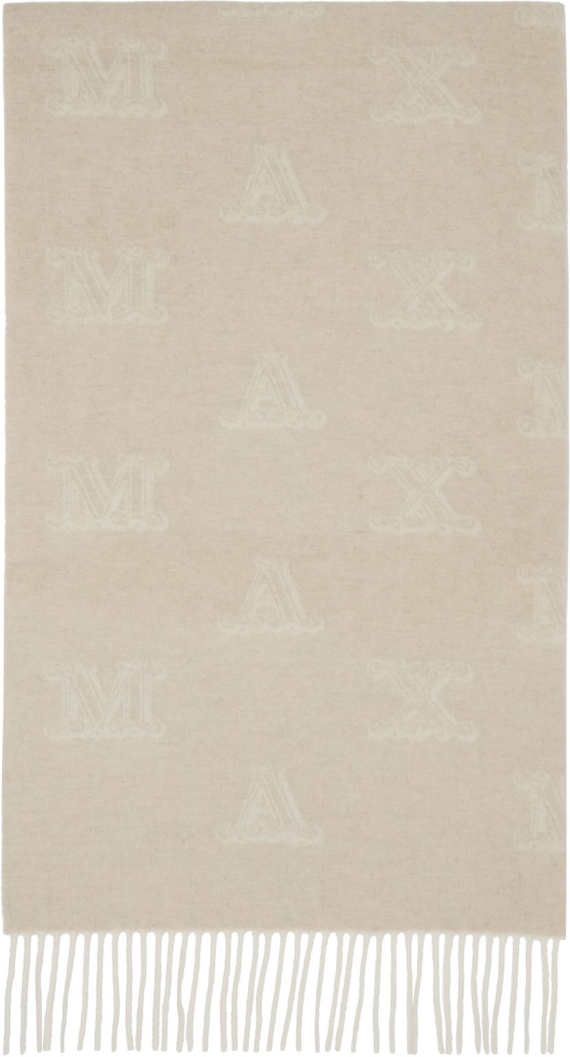 Шал Max Mara Wsklause Monogram Jacquard Fringed Scarf Бежово | 2524546302600