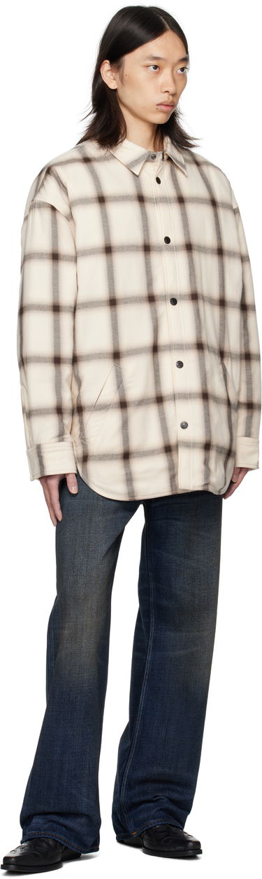Риза Acne Studios Acne Studios Flannel Button-Up Overshirt Бежово | B90845-, 3