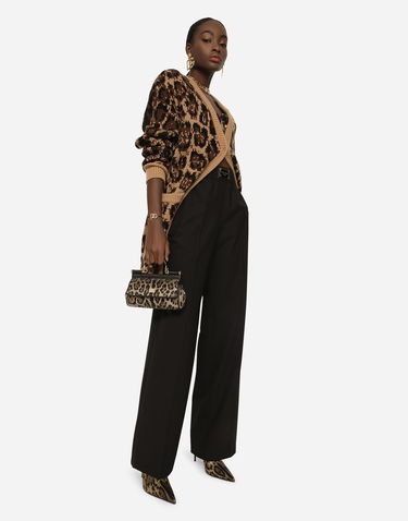 Панталони Dolce & Gabbana Flared Wool Pants With Logo Tag Черно | FTCZJTGDBWSN0000, 1