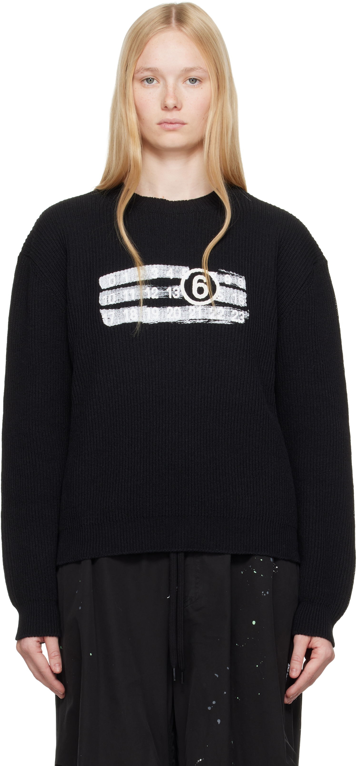 Пуловер Maison Margiela MM6 Maison Margiela Numeric Knit Sweater Черно | SH2HL0022 M13124, 0