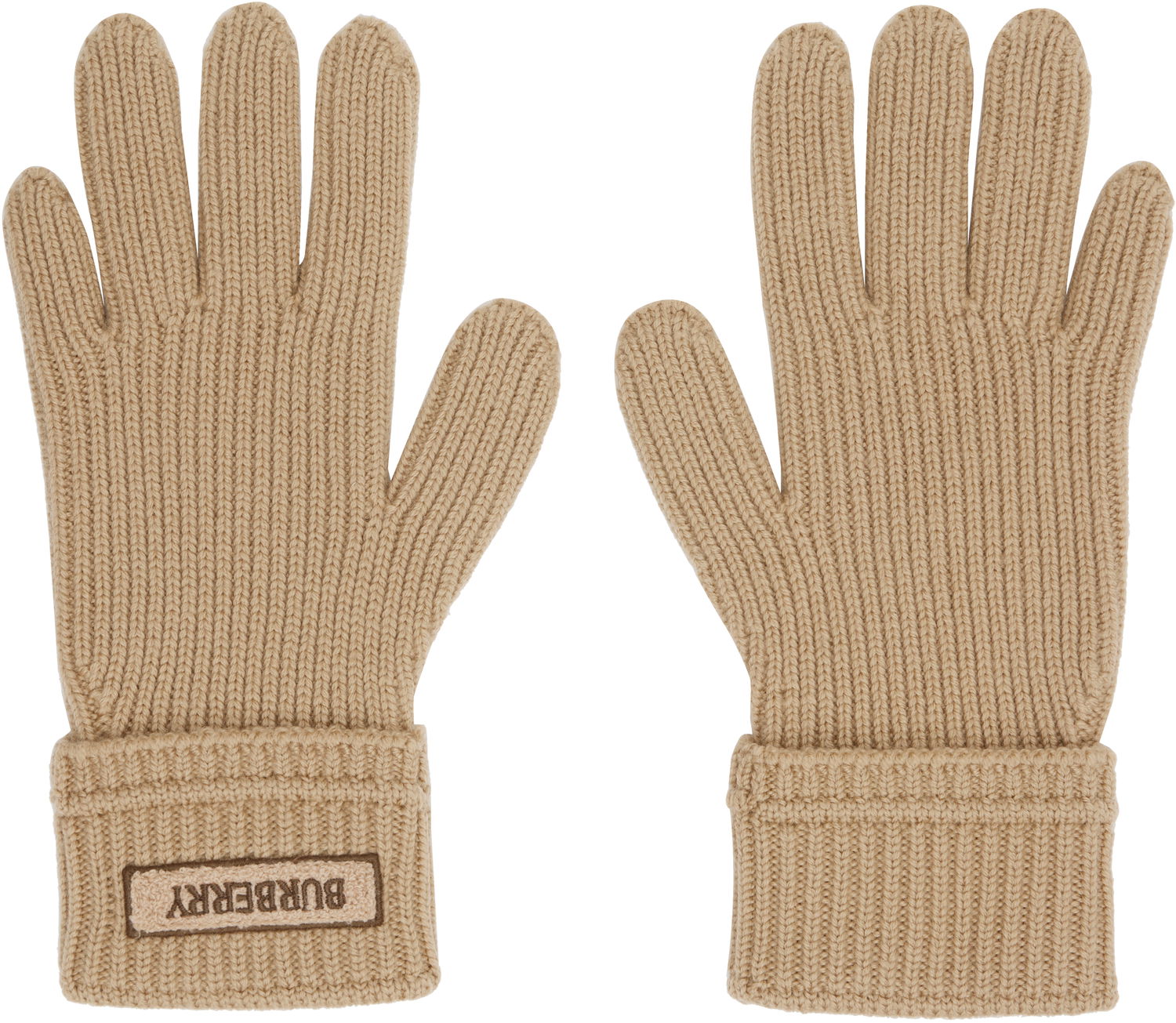 Ръкавици Burberry Burberry Wool Gloves with Logo Patch Бежово | 8114594, 0