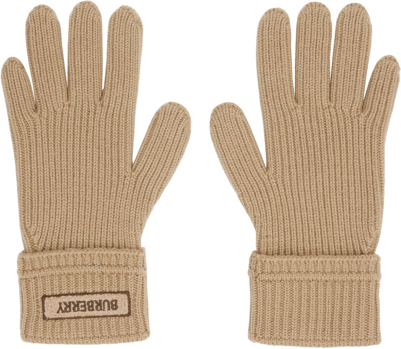 Ръкавици Burberry Burberry Wool Gloves with Logo Patch Бежово | 8114594
