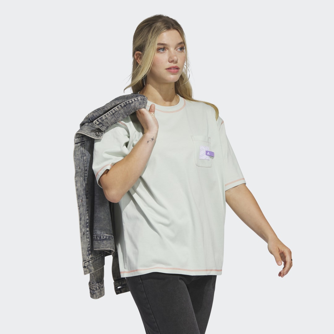 Тениска adidas Performance Sport Statement Boyfriend Pocket T-Shirt Зелено | IC1635, 1