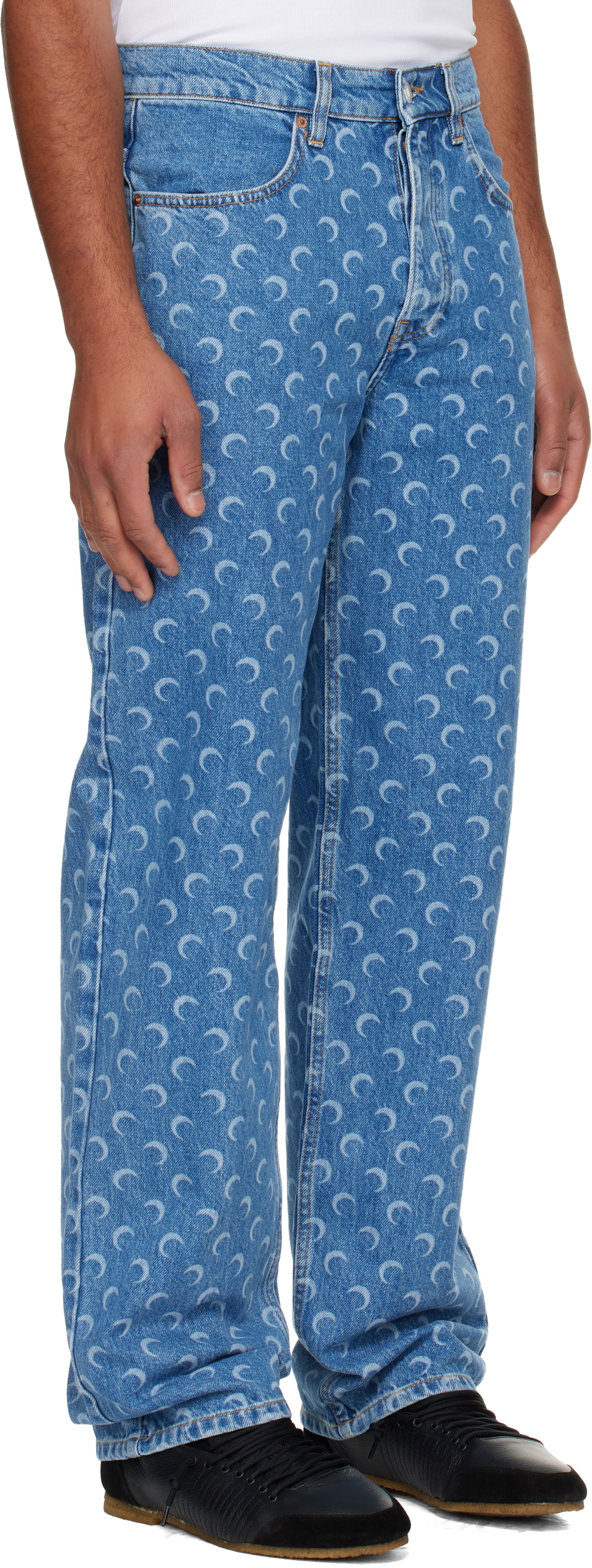 Дънки Marine Serre Moon Laser Baggy Jeans Синьо | MPA070BCDEN0002, 1