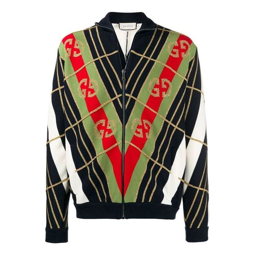 Пуловер Gucci Gucci Knit Bomber Jacket Черно | 571558-XKAQD-4548