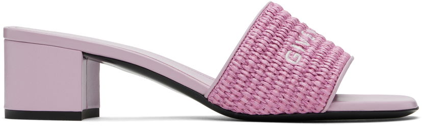 Грижа за обувките Givenchy Givenchy 4G Raffia Heeled Sandals Розово | BE306VE1T5510