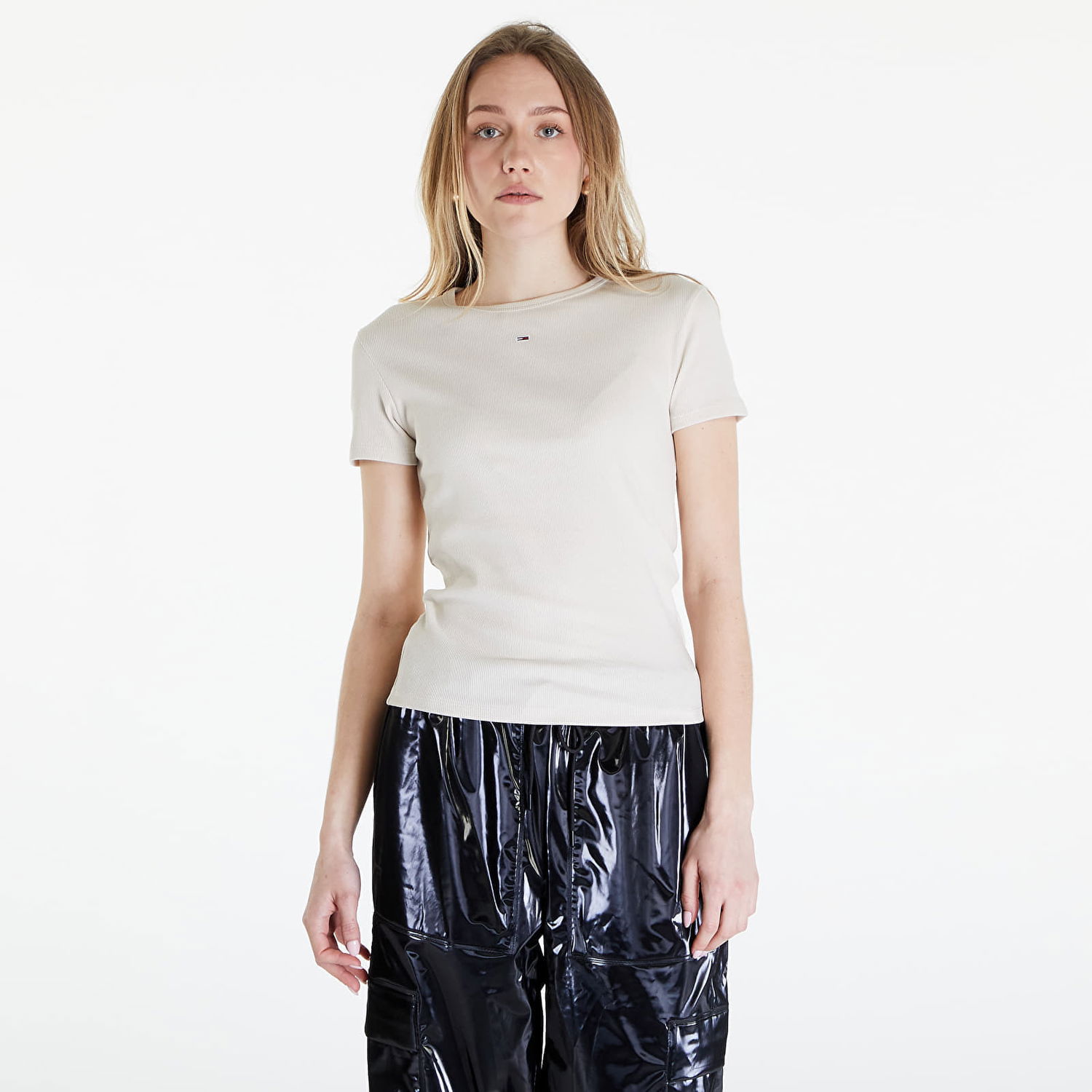 Тениска Tommy Hilfiger Slim Essential Ribbed Tee Newsprint Бяло | DW0DW17383 ACG, 0