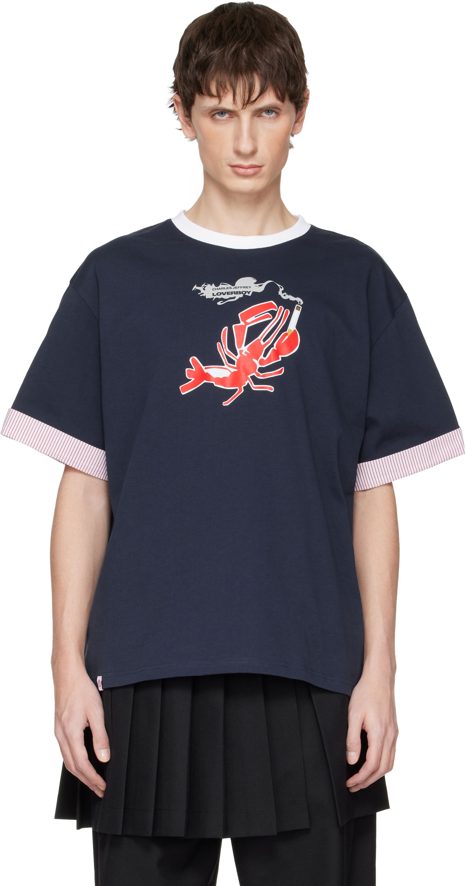 Тениска Charles Jeffrey Loverboy Charles Jeffrey LOVERBOY Turn Up Lobster Print T-shirt Тъмно синьо | 052080502, 0