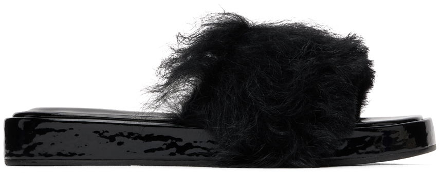 Аксесоари BY FAR BY FAR Shana Furry Slides Черно | 22FWSAHSBLTOS, 0