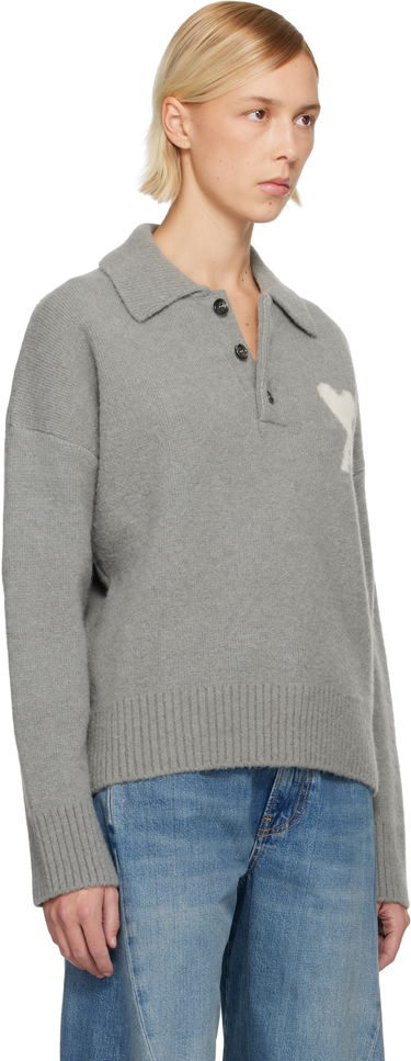 Поло тениска AMI Alpaca Long Sleeves Ami de Coeur Polo Розово | H25UPL408.KN0135, 4